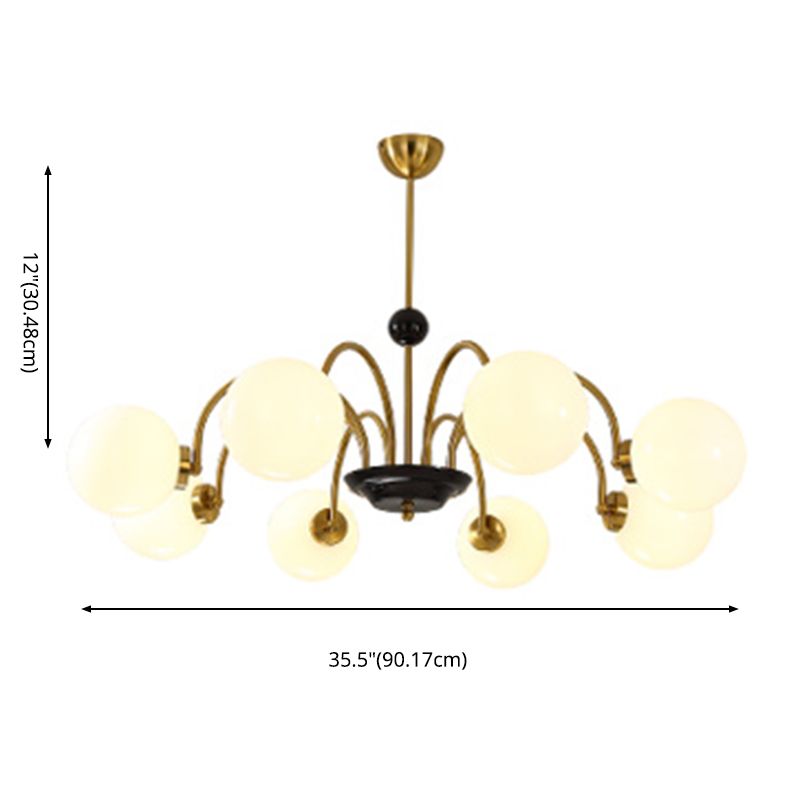 Round Glass Hanging Light Fixture Nordic-Style Chandelier Light Fixture for Dinning Room