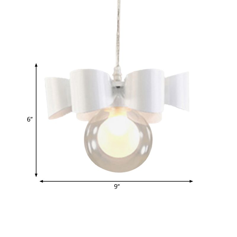 Iluminación colgante de esfera blanca con diseño de arco contemporáneo 1/3 luces lámpara de colgar de vidrio transparente