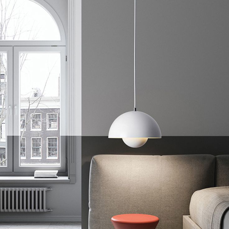 Modern Globe Pendant Ceiling Lights 1 Light Pendant with Stainless Steel Shade for Bedroom