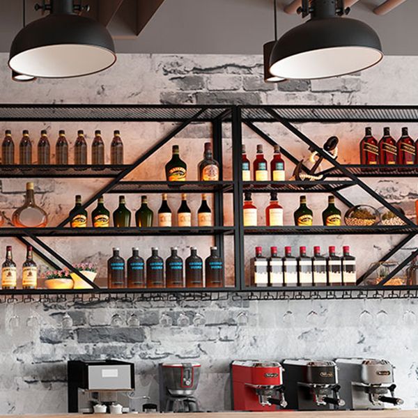 Modern Simple Wine Rack Iron Shelf Wall Mounted Wine Rack for Bar