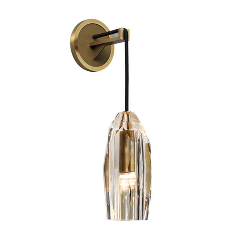 Contemporary Armed Crystal Wall Sconce 1-Light Wall Mounted Lamp for Living Room