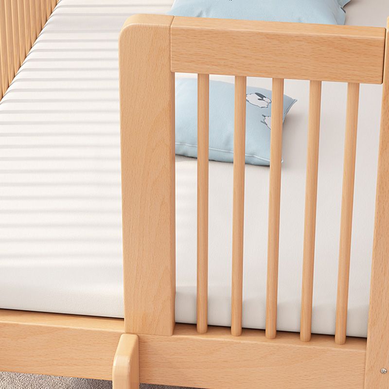 Washed Natural Nursery Crib Modern Wood  Nursery Crib with Guardrail