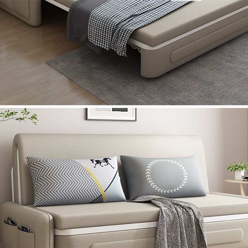 Flared Arms Foldable Sofa Bed Bonded Leather Convertible Sofas