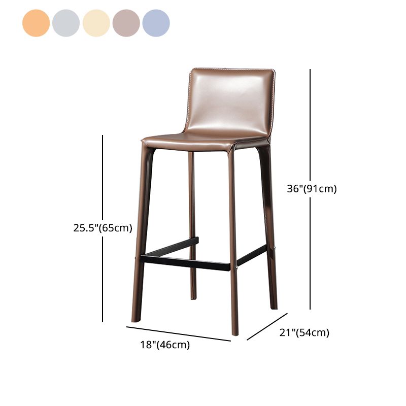 Taburete de bar de cuero para cafetería, reposapiés rectangular, respaldo bajo, altura de mostrador, 1 pieza