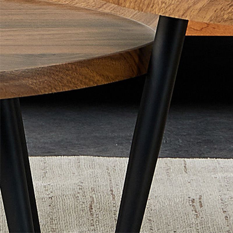 Modern Style Round/oval Wooden Table Metal 4 Legs Base Coffee Table