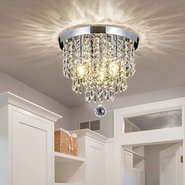 1 Light Geometric Flush Ceiling Light Modern Style Crystal Flush Mount Lights