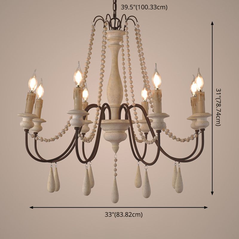 Traditioneller rustikaler Stil aus Holzleuchten mit Multi-Lights Candlestick Design Lighting Fixture mit Schwanenhalsrostarm