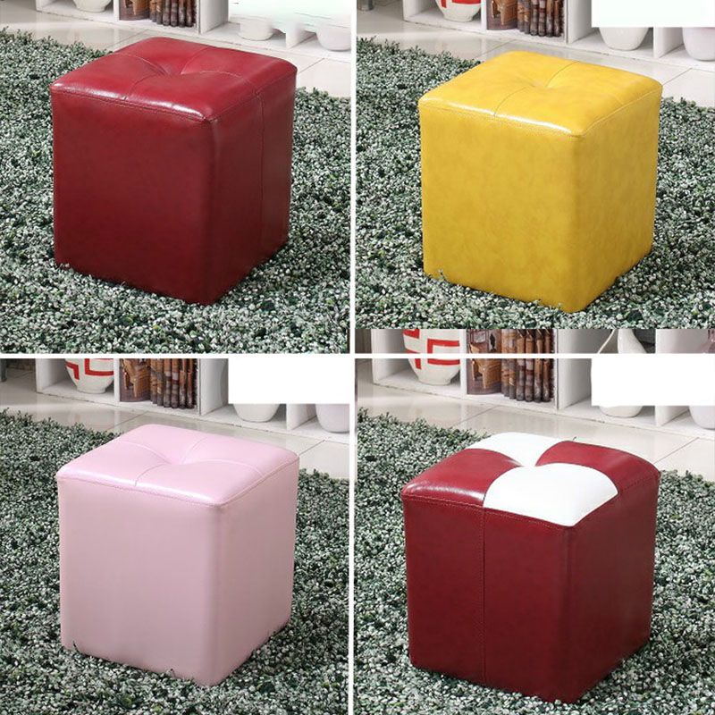 Leather Standard Stool Modern Style Simple Household Square Stool