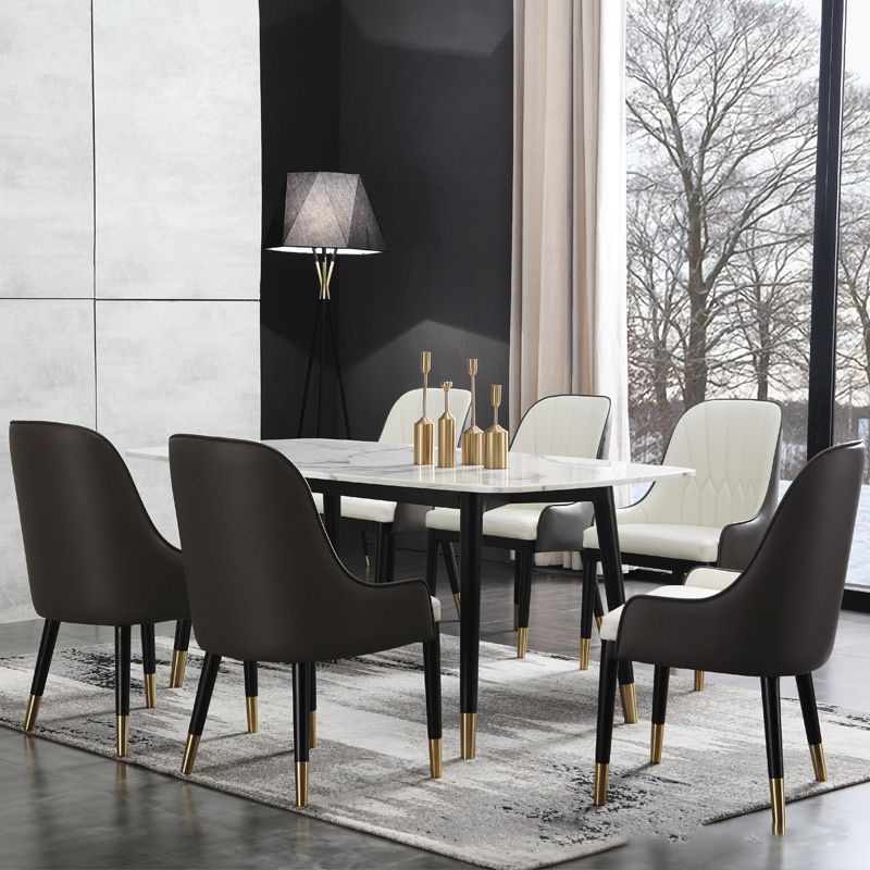 Industrial Upholstered Dining Chairs Parsons Chair in Black Legs