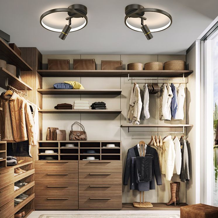 Aluminium circulaire Aluminium Semi Flush Plafond Aymording in Modern Simplicité Metal Indoor plafond Light avec lampe réglable