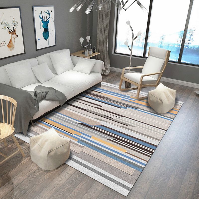 Nordic Living Room Rug Multicolor Geometric Print Area Carpet Synthetics Pet Friendly Easy Care Rug