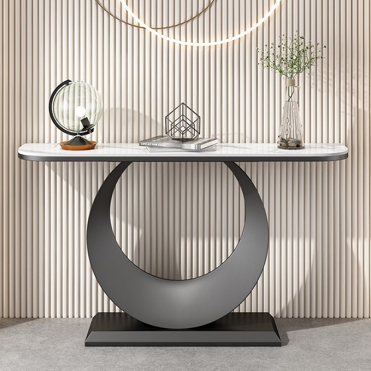 1-shelf 31.5" Tall Console Table Modern Stone Accent Table for Hall