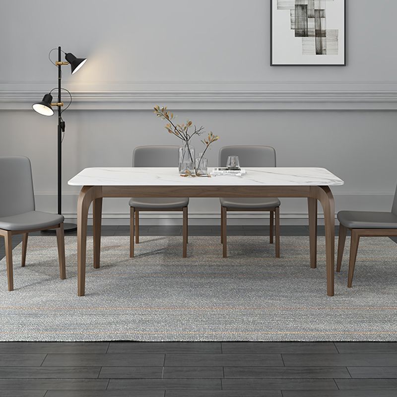 Medieval Modern Sintered Stone Table Rectangular Table with Wooden Base