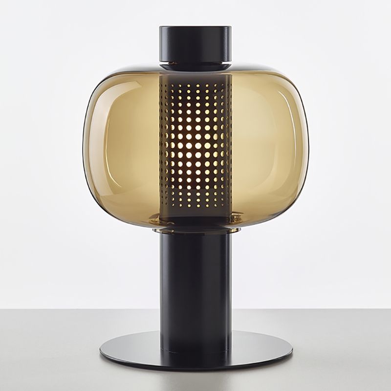 Drum Night Table Lamps Modern Style Glass 1 Light Table Lamp