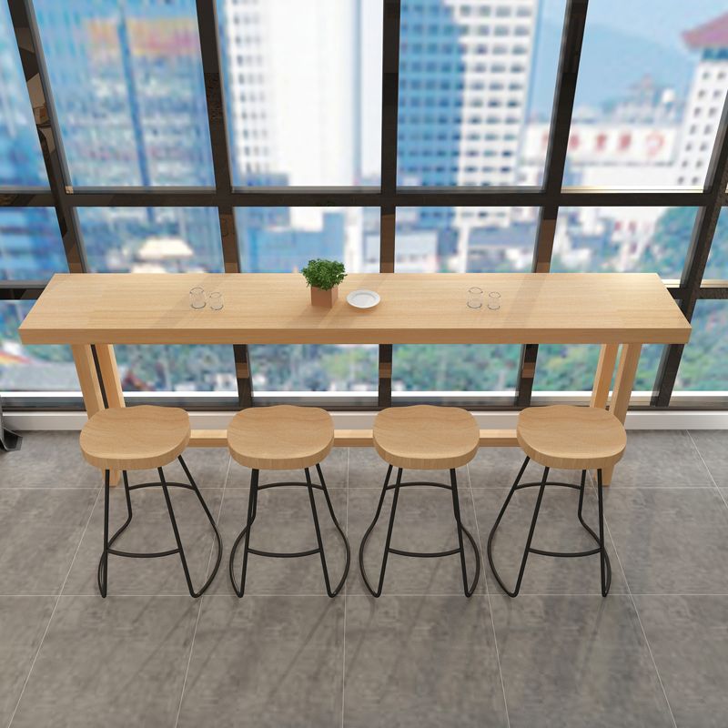 Rectangular Solid Wood Bar Table Set 1/5 Pieces Counter Table with Backless Stools