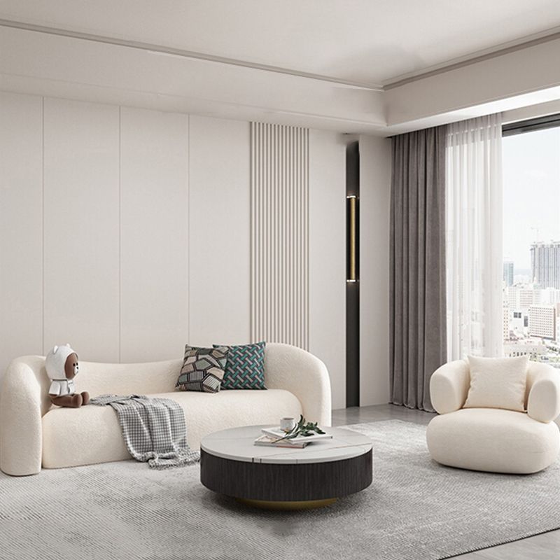 Wool Contemporary Sloped Arm Sofa Curved Sofa for Living Room, Apartment
