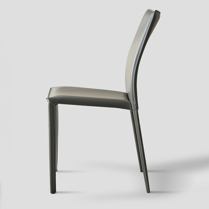 Faux Leather Upholstered Indoor Chair Matte Finish Solid Back Side Chair