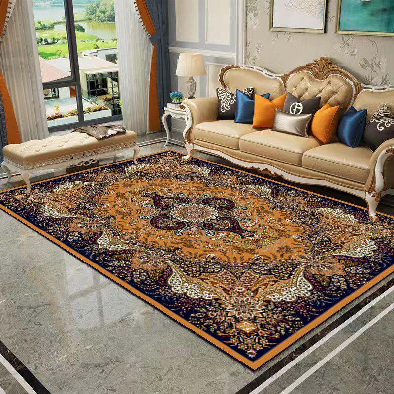 Vintage Bohemian Living Room Rug American Print Polyester Area Carpet Stain Resistant Rug