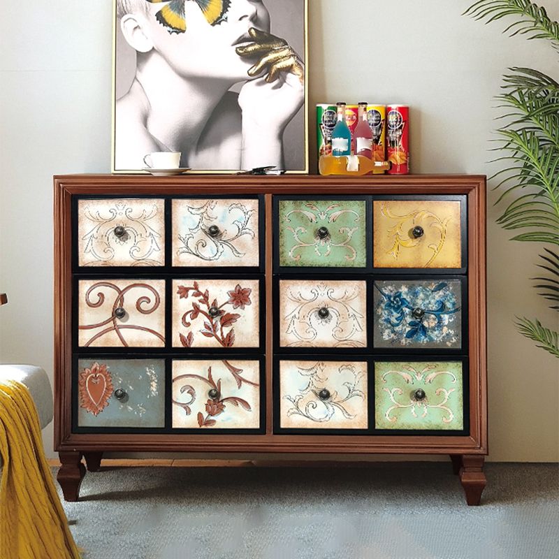 Mid-Century Modern Knobs Chest with Turned Legs Accent Chest