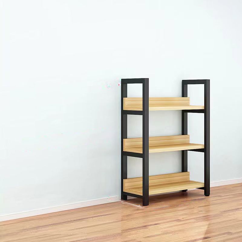 Metal and Wooden Shelf Bookcase Open Modern Brown Book Shelf for Office