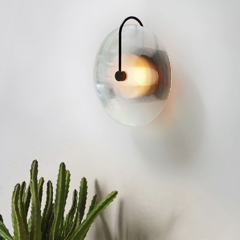 1-licht ronde wand SCONCE Moderne eenvoudige stijl glazen wandverlichting in zwart en goud