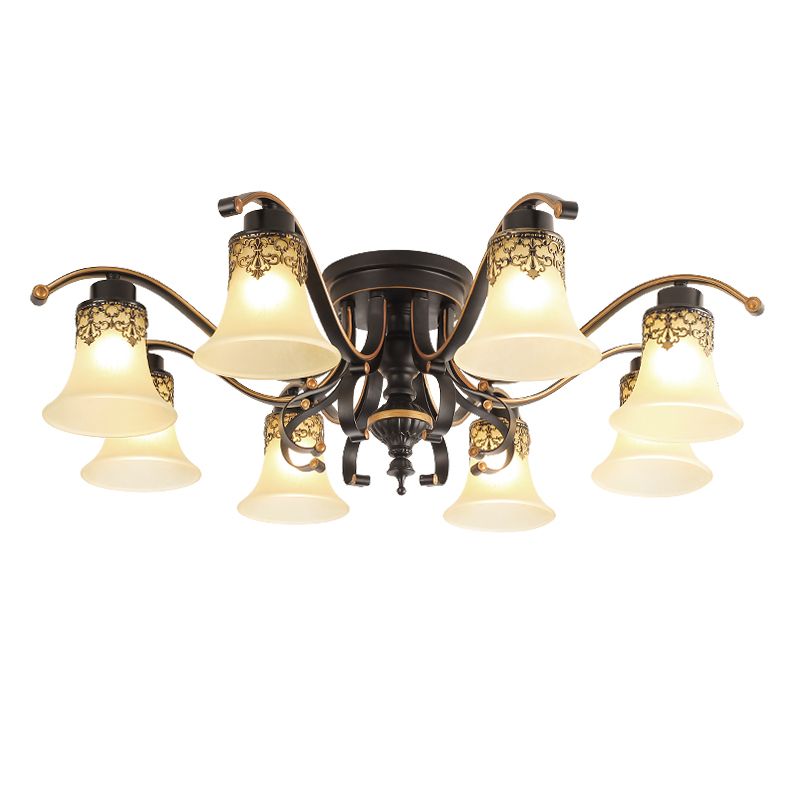 Lámpara de techo de estilo tradicional retro Luz de montaje empotrado de vidrio blanco para dormitorio