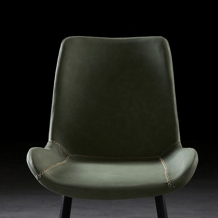 Silla lateral de comedor con respaldo sólido de diseño industrial, brazo de cuero, silla lateral de comedor