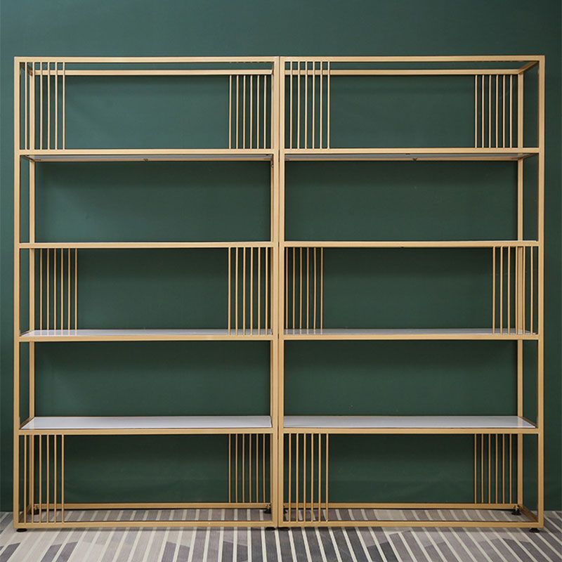 Modern Metal and Wooden Book Shelf Open Home Shelf Bookcase with Shelves