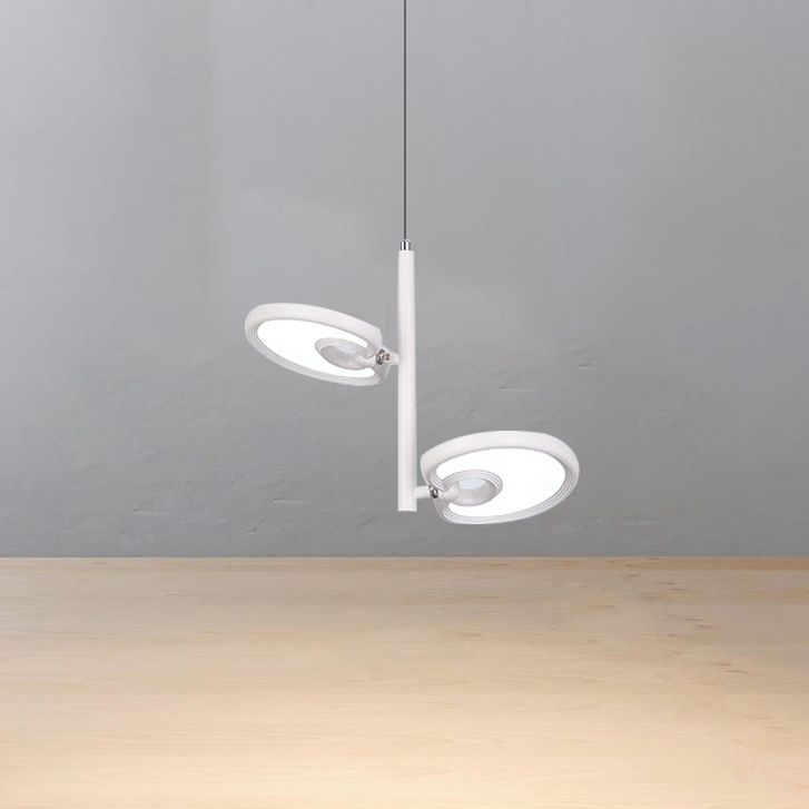 2/4/6 cabezas de hoja de colgante colgante de metal moderno de metal negro/blanco Luz colgante para comedor con luz cálida/blanca/neutra