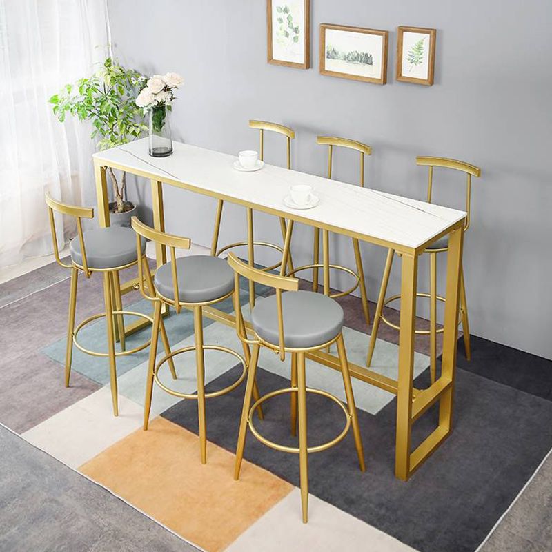 Nordic Bar Table Rectangle Stone Top Bistro Table with Pedal