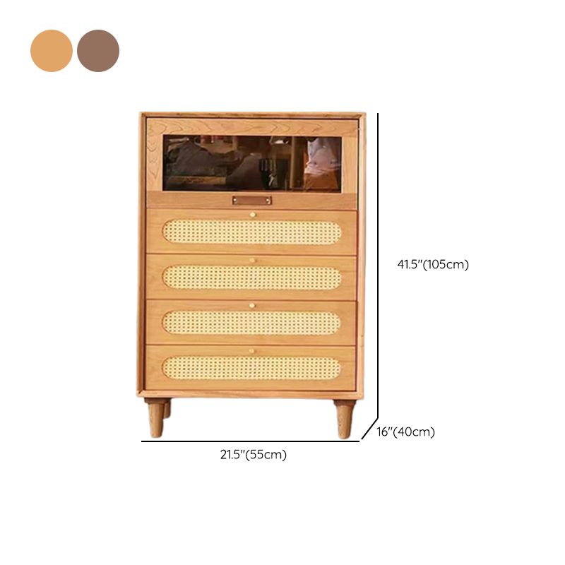 Industrial Wicker Rattan Accent Cabinet Solid Wood Storage Cabinet