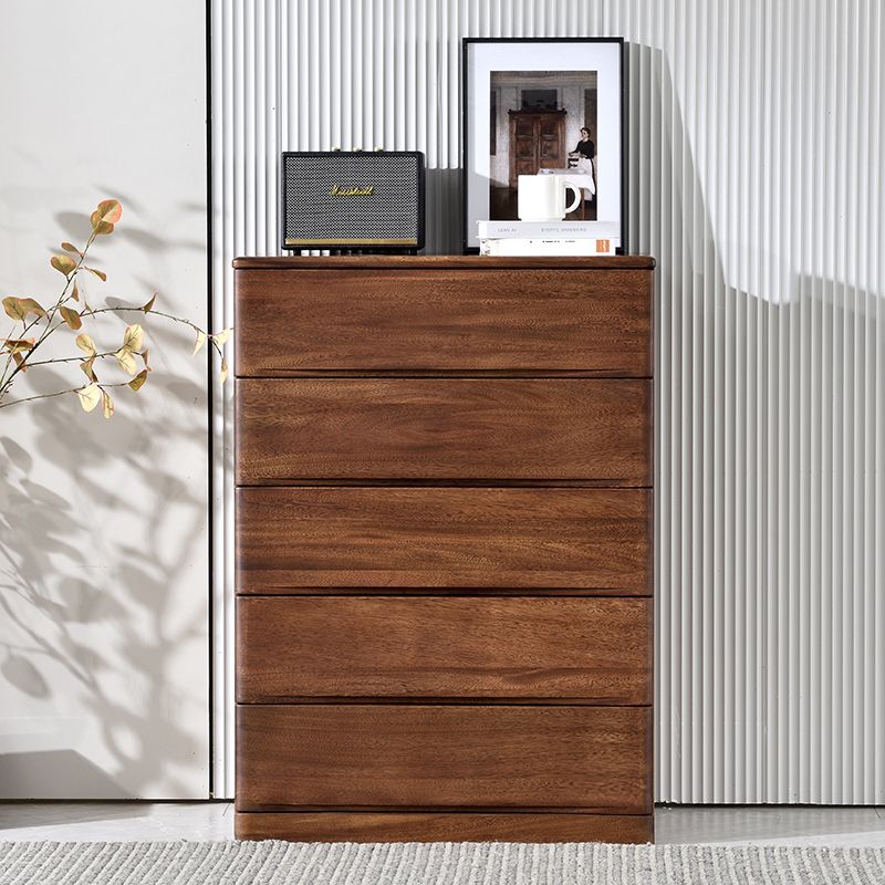 Mid-Century Modern Accent Chest with 5 Drawers Rectangle Chest