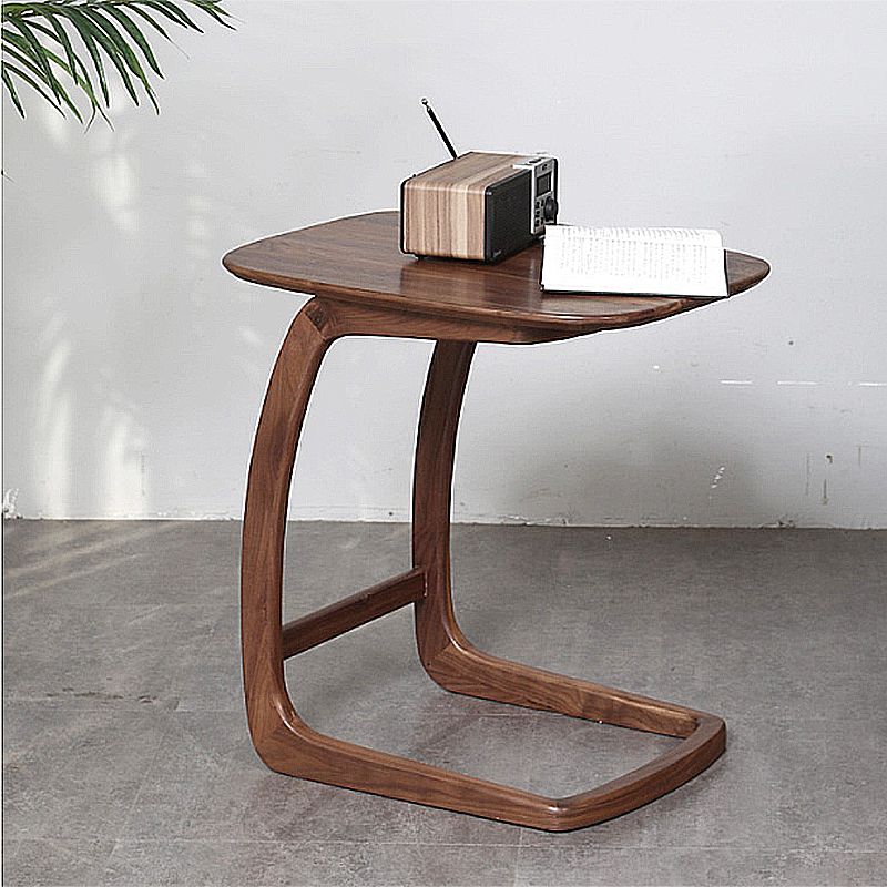 Scandinavian Rectangular Sofa Side Table C Shape Wood End Table