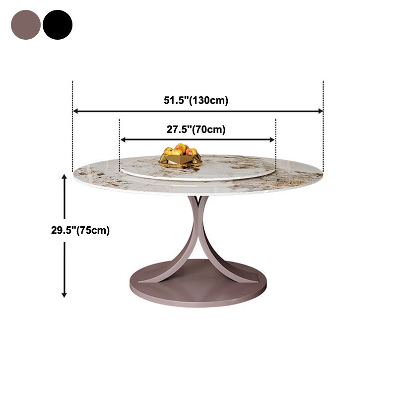 Round Sintered Stone Dining Table Modern Convertible Furniture with Pedestal Base