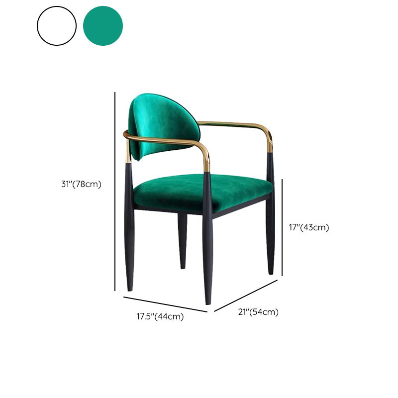 Glam Style Arm Chair Velvet Open Back Dining Chair for Home Use