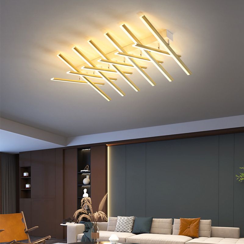 Modern Style Strips Flush Ceiling Light Multi Lights Metal Flush Mount Ceiling Light Fixture