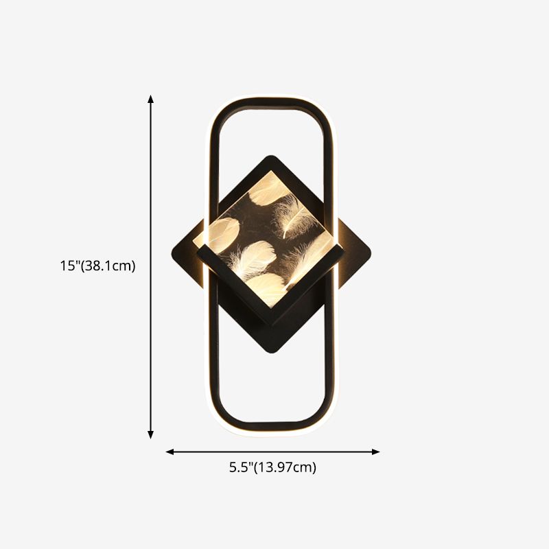 Modernist Crystal Rectangle Wall Light Fixture 1-Light LED Sconce Light for Bedroom