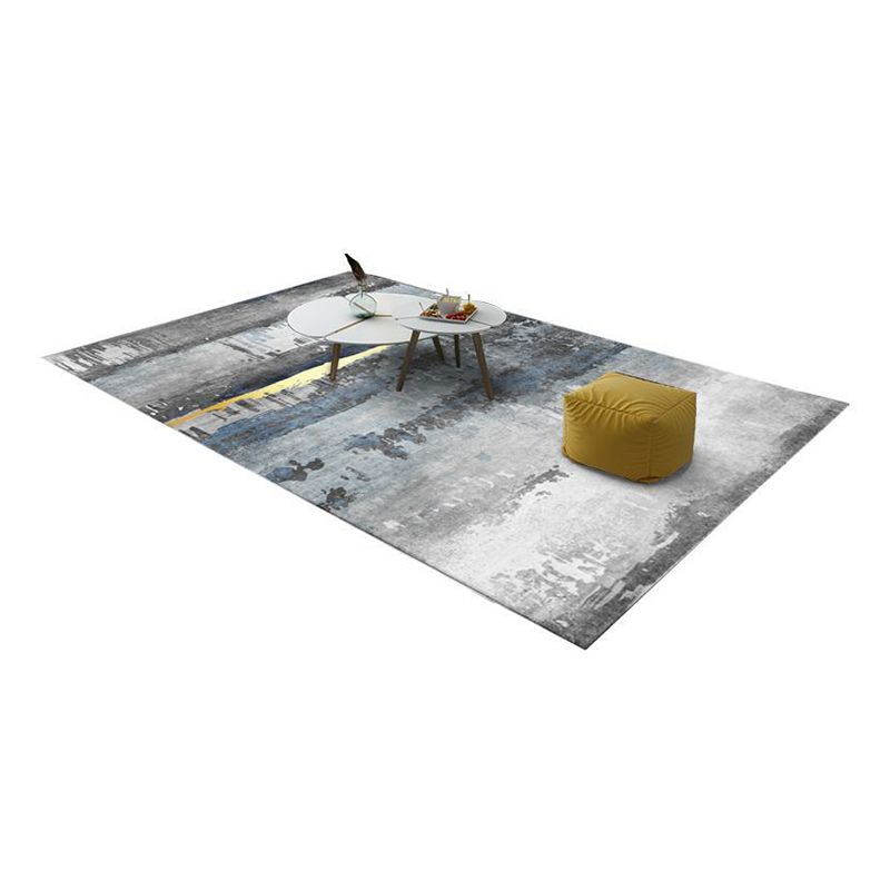 Dark Gray Modern Rug Polyester Abstract Color Piece Rug Washable Rug for Living Room