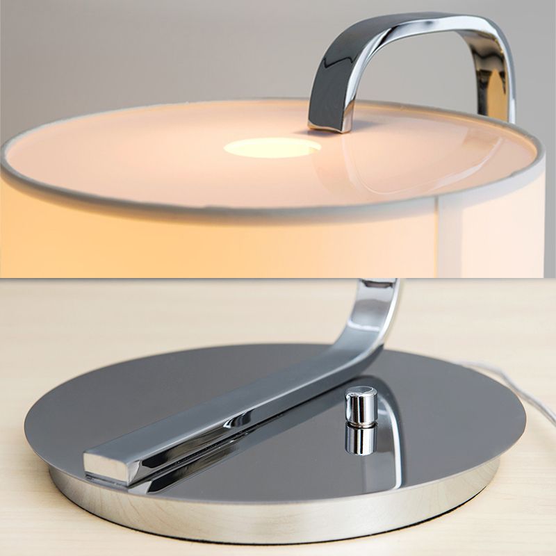 Lampe de lecture à tambour en tissu modernisme, lampe de bureau LED en noir/blanc pour chambre à coucher