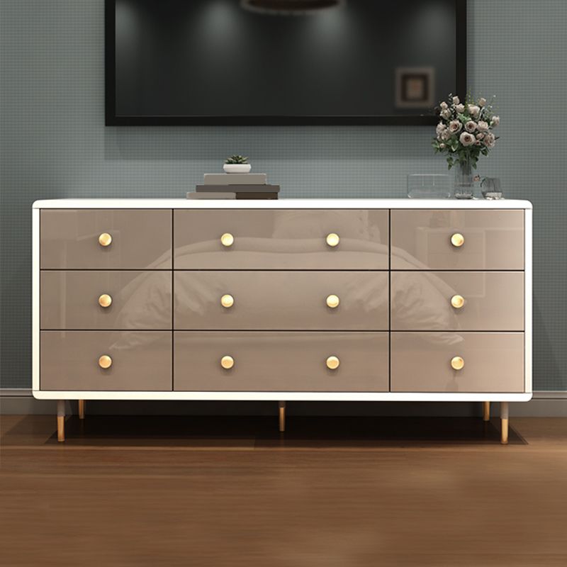 16" W Wood Double Dresser Modern Storage Chest with Drawers for Bedroom