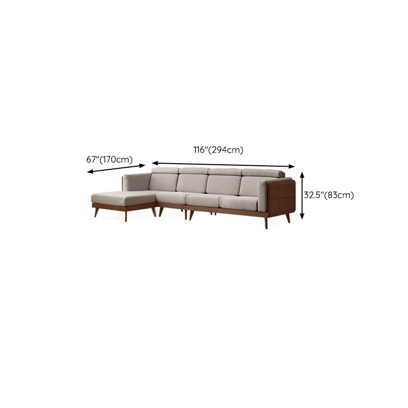 Farmhouse Square Arm Fabric Solid Wood Sofa in Brown for Living Room