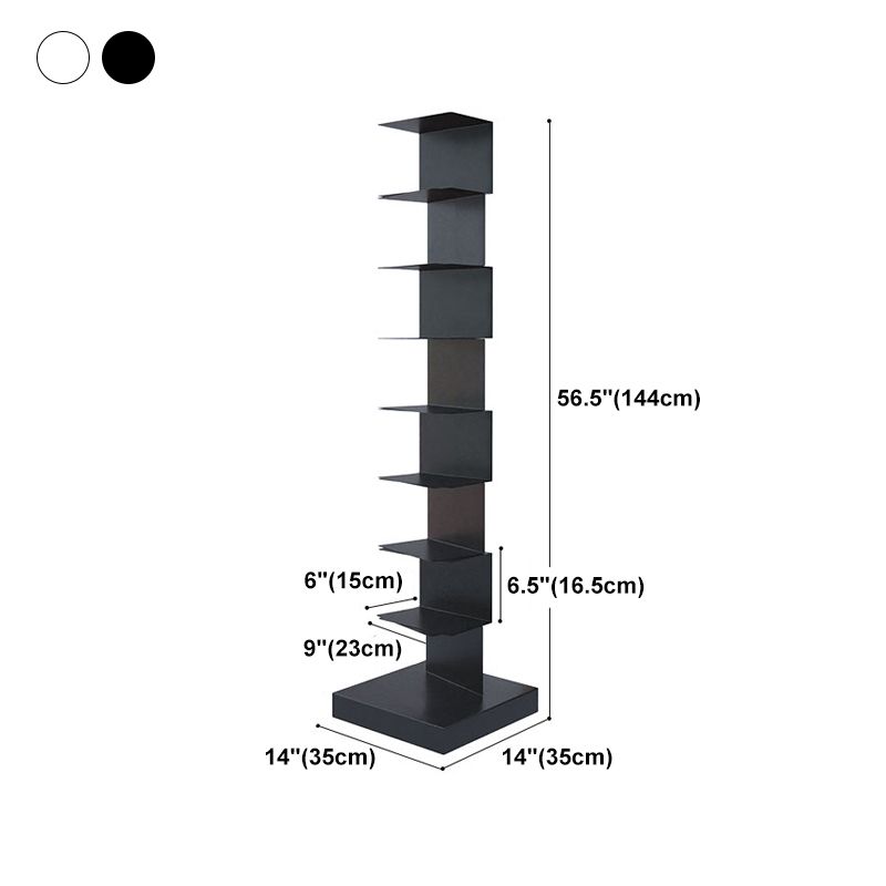 Modern Metal Bookshelf Geometric Vertical Closed Back Bookcase in Burnish