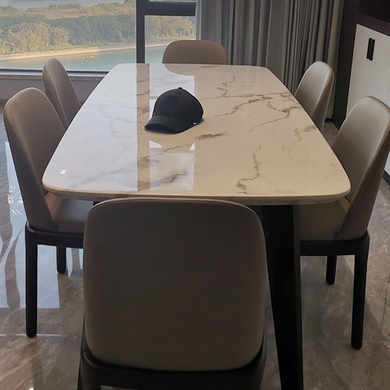 White and Black Dinner Room Kitchen Table Rectangle Dining Site Table