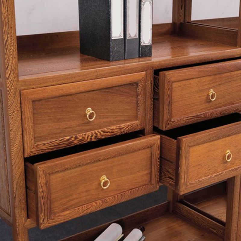 Contemporary Open Back Bookshelf Etagere Wooden Bookcase with Shelves