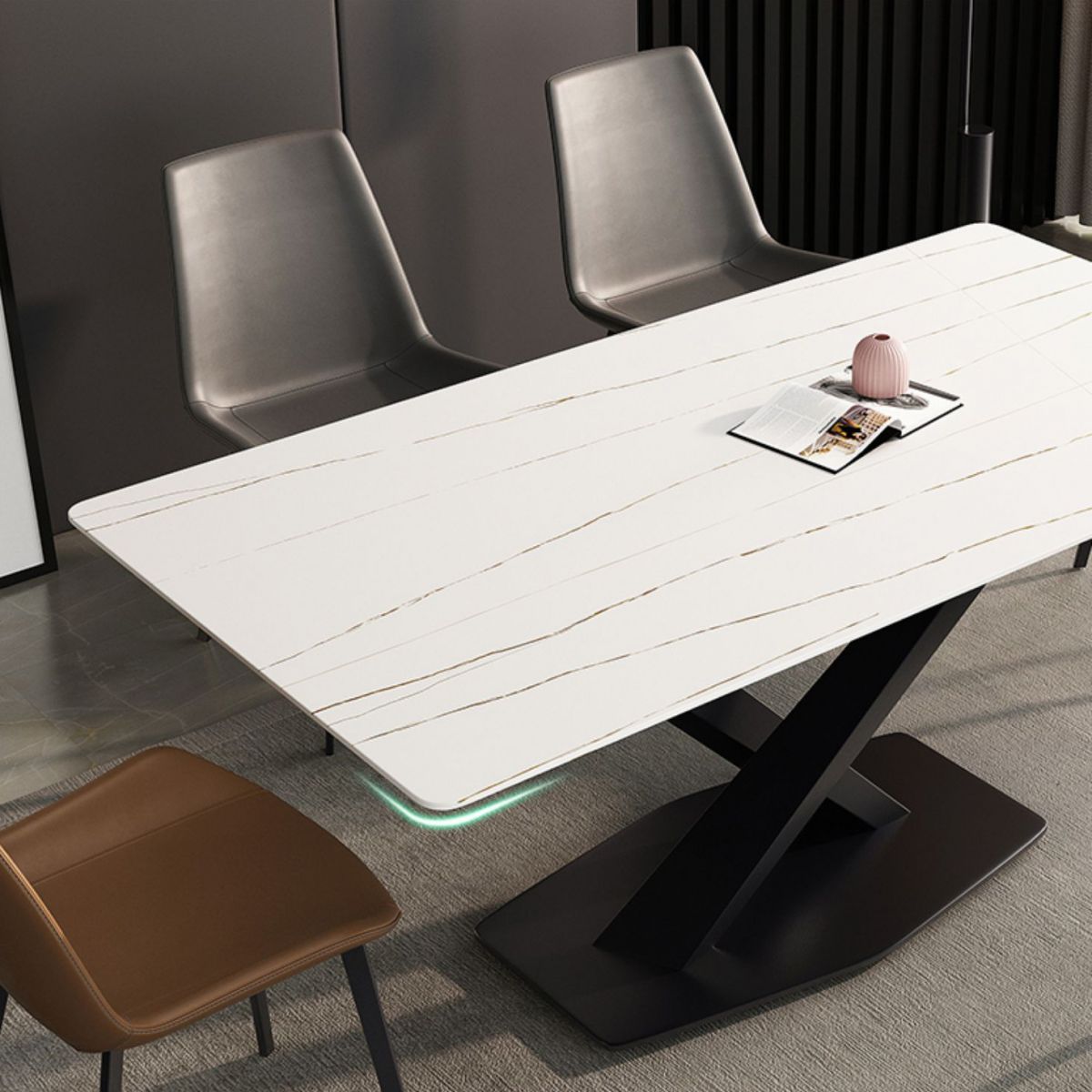 Industriële keuken Standaard eettafel Eettafel van gesinterd steen met voetstuk