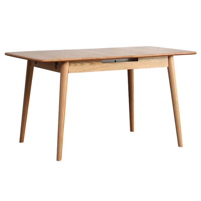 Contemporary Rectangle Dining Table Oak Solid Wood Table with 4 Legs for Dining Room