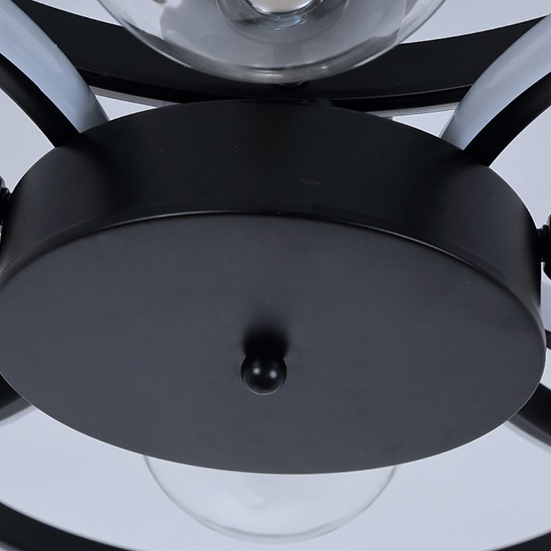 Modern Ring Shaped LED Semi Flush Light Living Room Ceiling Light with Glass Shade