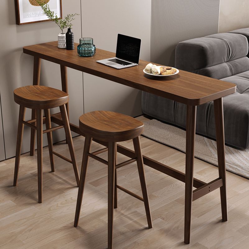 Contemporary Style Rectangle Solid Wood Bar Stool Table for Living Room
