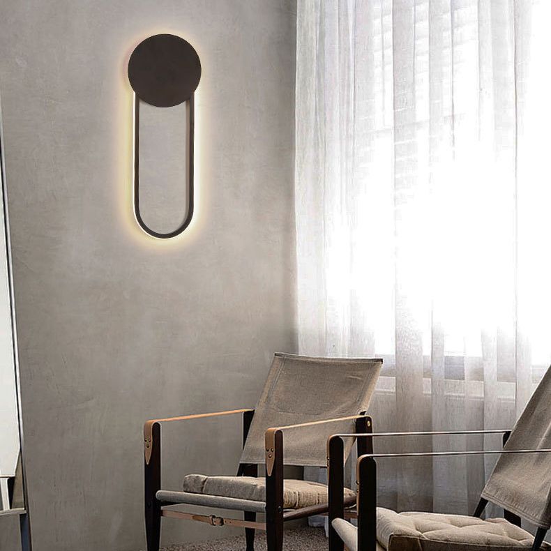 Modern Ellipse Wall Mount Lighting Metallic Wall Mounted Lighting for Living Room