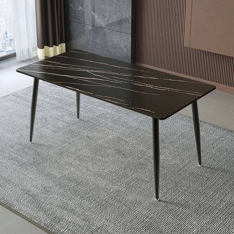 Industrial Style Sintered Stone Scratch Resistant Dining Table 4 Legs Base Table for Home